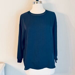 VINCE Boatneck Dolman Sleeve Ribbef Trim Top Navy Blue. Size Small